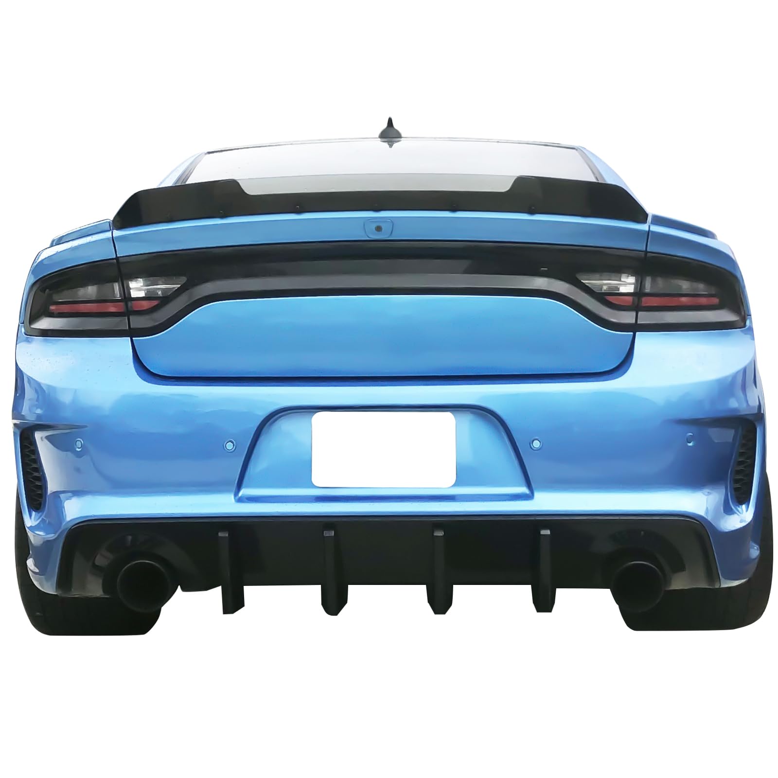 IKON MOTORSPORTS Rear Diffuser for 2020-2023 Dodge Charger Widebody | Gloss Black PP Bumper Lip with 4 Fins | Aggressive Styling Upgrade for Street & Track Performance