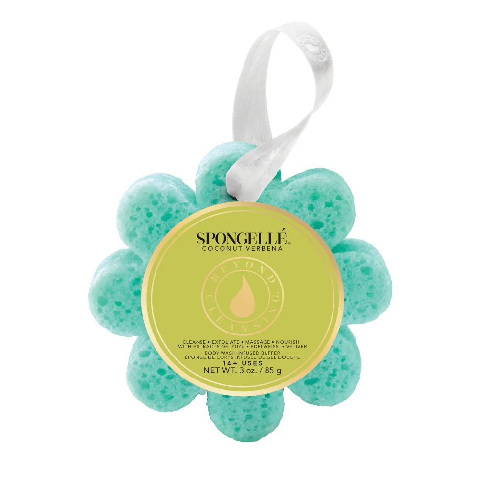 Organic Coconut Verbena Wild Flower Bath Sponge - Exfoliating & Moisturizing for Soft Skin | Perfect for Shower, Spa & Relaxation at Home