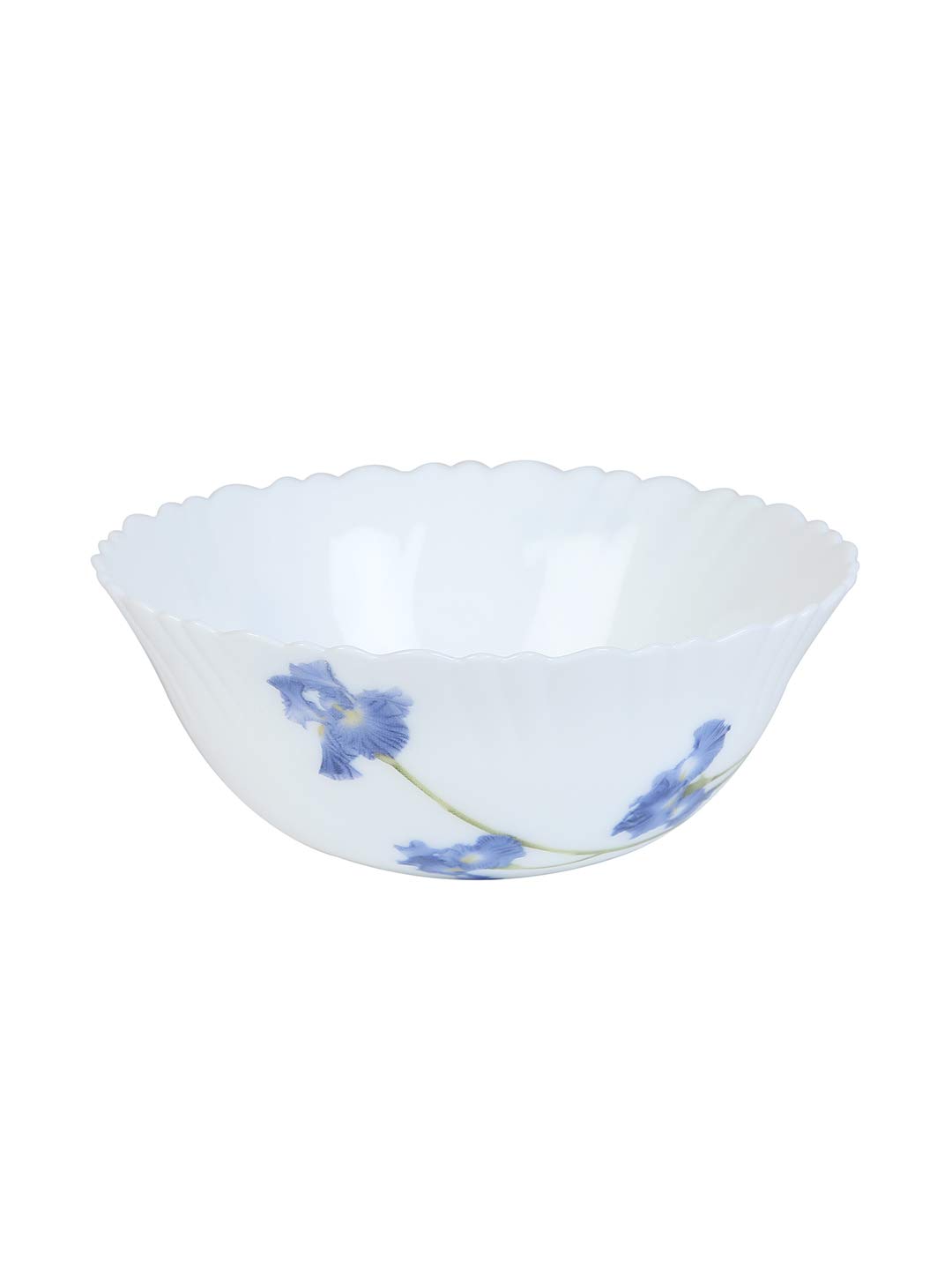 Opal Glass Dinner Set for 6 - 35 Piece Blue Orchids Crockery Set with Plates & Bowls | Microwave Safe, Durable & Lightweight White Tableware | Perfect for Family Dining, Entertaining Guests & Restaurant Use