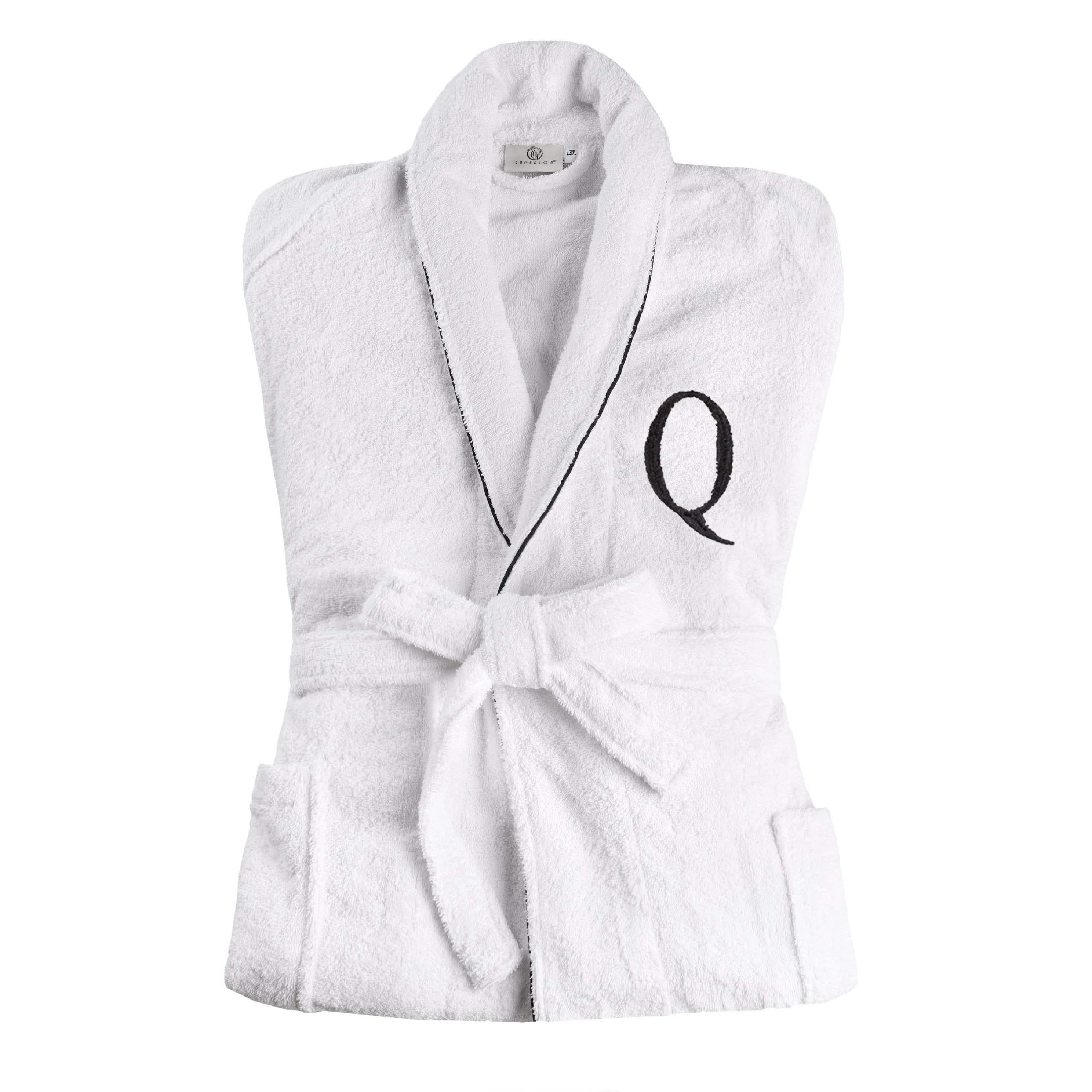 Premium Cotton Unisex Bathrobe for Adults - Soft, Fluffy & Highly Absorbent - White Embroidered Spa Robe for Relaxation, Hotels & Home Comfort