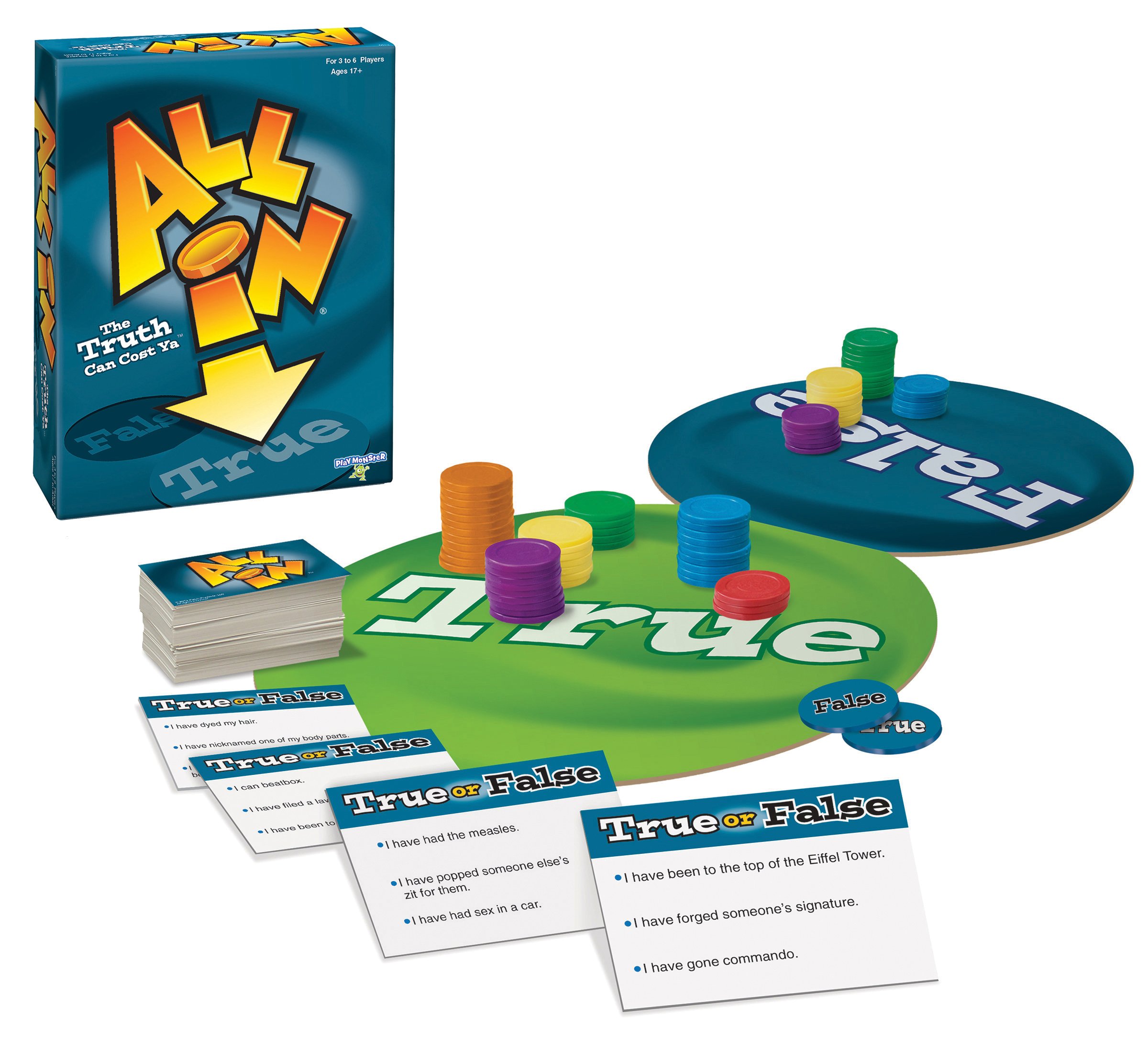 All In - True or False Party Game for Adults - 600 Fun & Challenging Questions - Perfect for Game Nights, Bachelor/Bachelorette Parties & Social Gatherings - Ages 17+