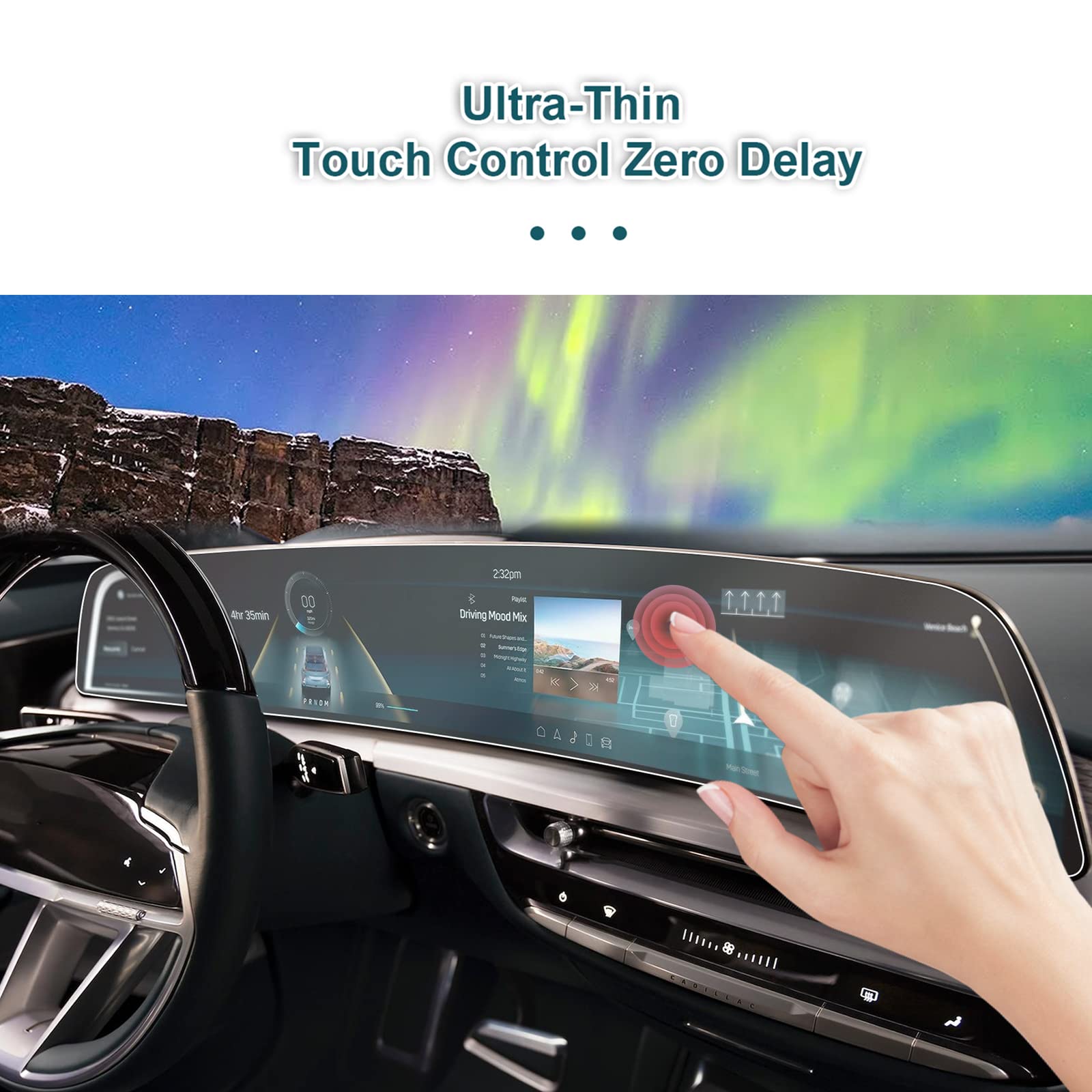 YEE PIN 2025 2024 Cadillac Lyriq Screen Protector - HD Clear Anti-Scratch Film for 2025 Cadillac CT5 & 2024-2025 XT4 Infotainment Display - Perfect for Road Trips & Daily Commuting