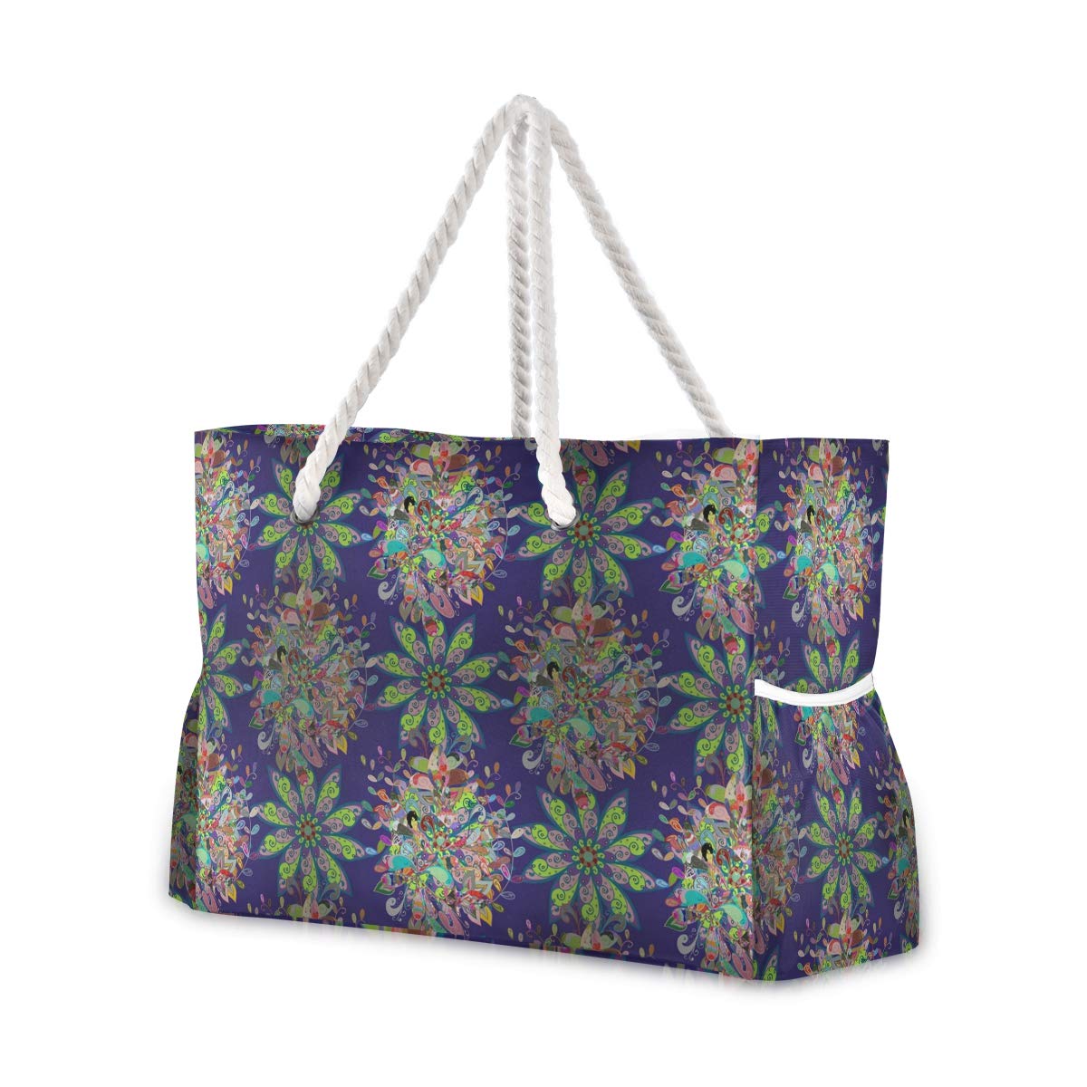 ALAZA Blue & Green Mandala Beach Toy Bag - Waterproof Grocery Tote for Seaside, Pool & Shower - Perfect for Beach Trips, Swimming Gear Storage & Bathroom Organization
