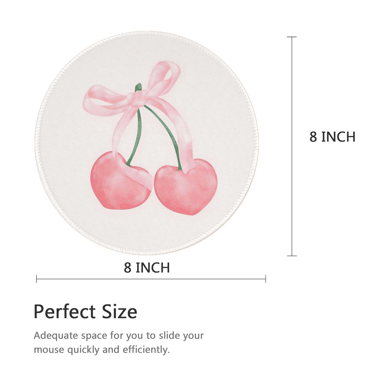 Kawaii Pink Bow Cherry Mouse Pad for Laptop & Wireless Mouse - Office & Travel Use