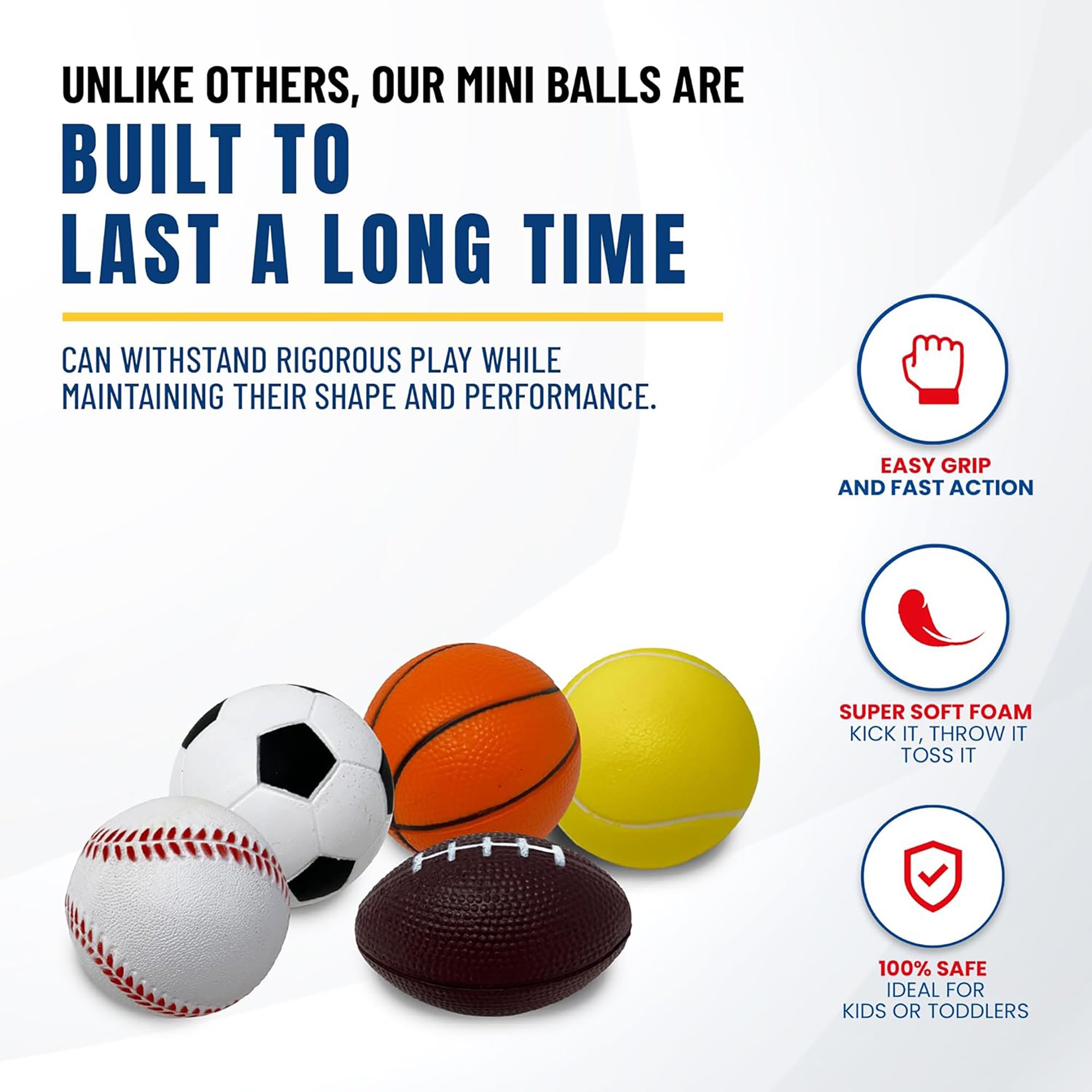 Anywhere Sports 5-Piece Mini Foam Ball Set for Kids Ages 3+ - Indoor & Outdoor Play, Backyard Games, Birthday Gifts