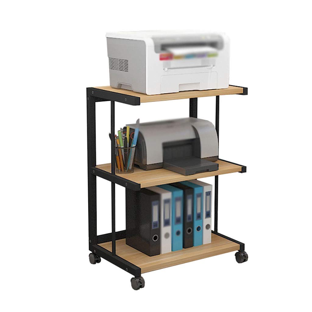 FEIYIYANG 3-Tier Mobile Printer Stand - Heavy Duty Metal Shelf for Office & Home - Holds Printer, Scanner, Fax Machine (50×40×70cm, Black) - Perfect Workspace Organizer for Home Office & Living Room