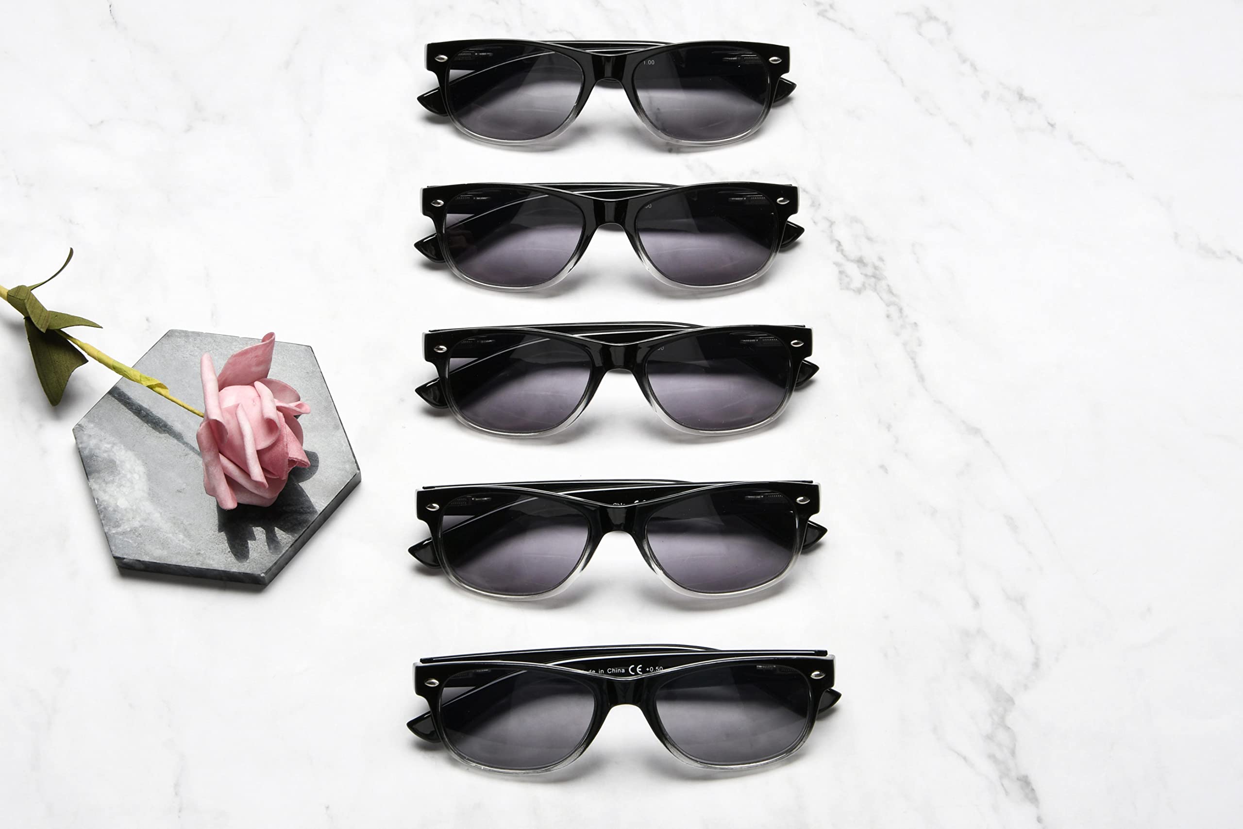 Eyekepper Classic 80's Style Reading Glasses for Women - 5 Pairs Set with Readers & Reading Sunglasses - Perfect for Reading, Computer Work, and Outdoor Activities