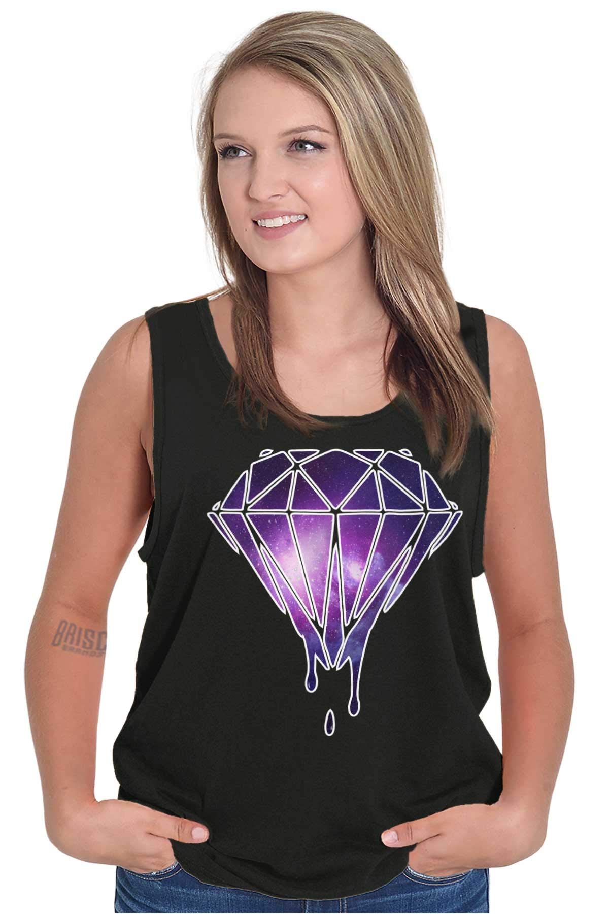 Galaxy Print Melting Diamond Graphic Tank Top for Men & Women - Trendy Space-Themed Casual Tee for Summer Outfits & Streetwear Fashion