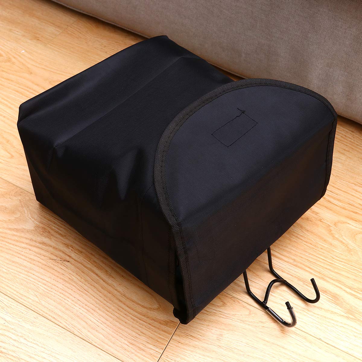 Square Canvas Bike Basket with Removable Lid & Holder - Front Handlebar Bicycle Accessories for Commuting & Shopping (Black)