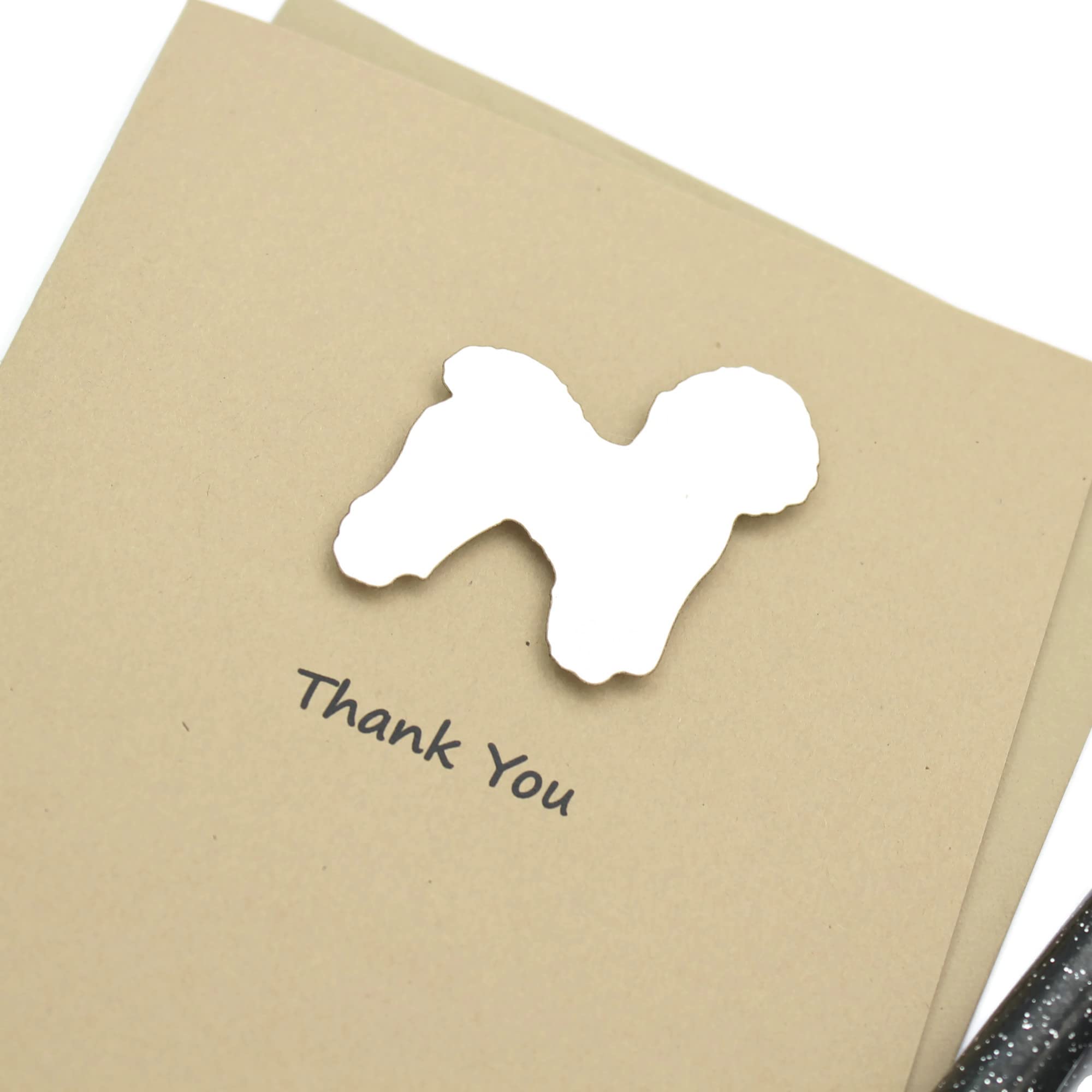 Handmade Bichon Frise Thank You Card - Blank Inside White Dog Greeting Card for Dog Lovers | Perfect for Birthdays, Thank You Notes & Pet Appreciation Gifts
