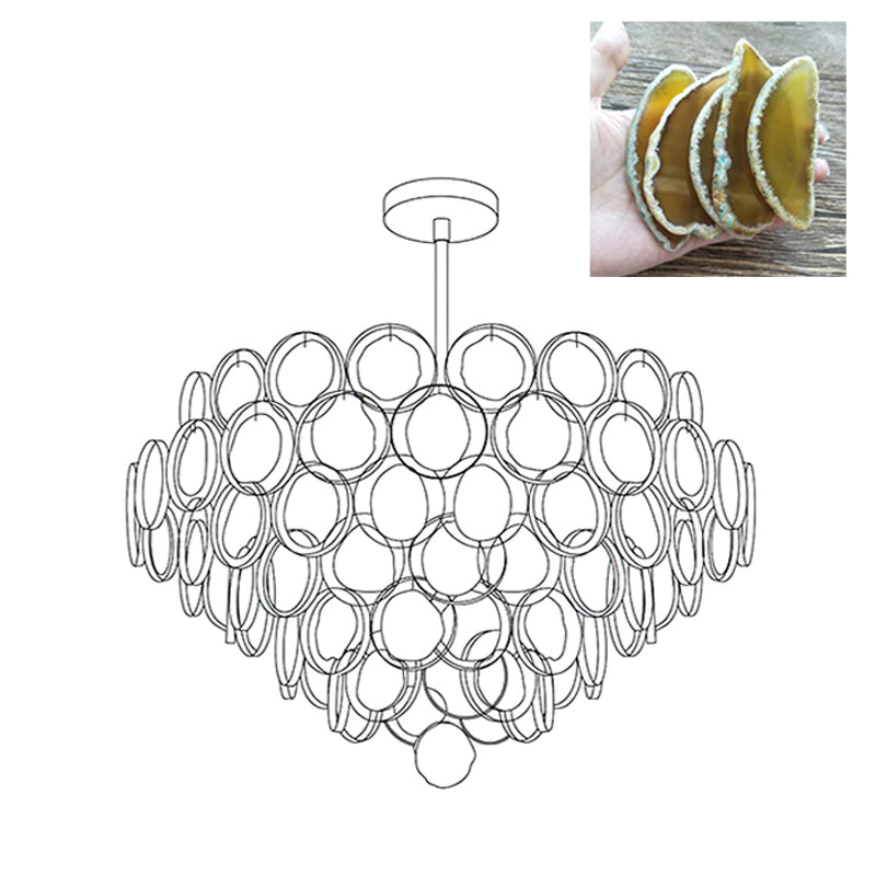 Natural Carnelian Gemstone Chandelier - Handcrafted Bohemian Crystal Beaded Ceiling Light Fixture for Living Room, Dining Room & Bedroom Decor