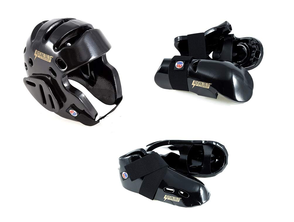 Lightning Black Karate Sparring Gear Set for Adults - XL Size | Premium Martial Arts Equipment for Training & Competition