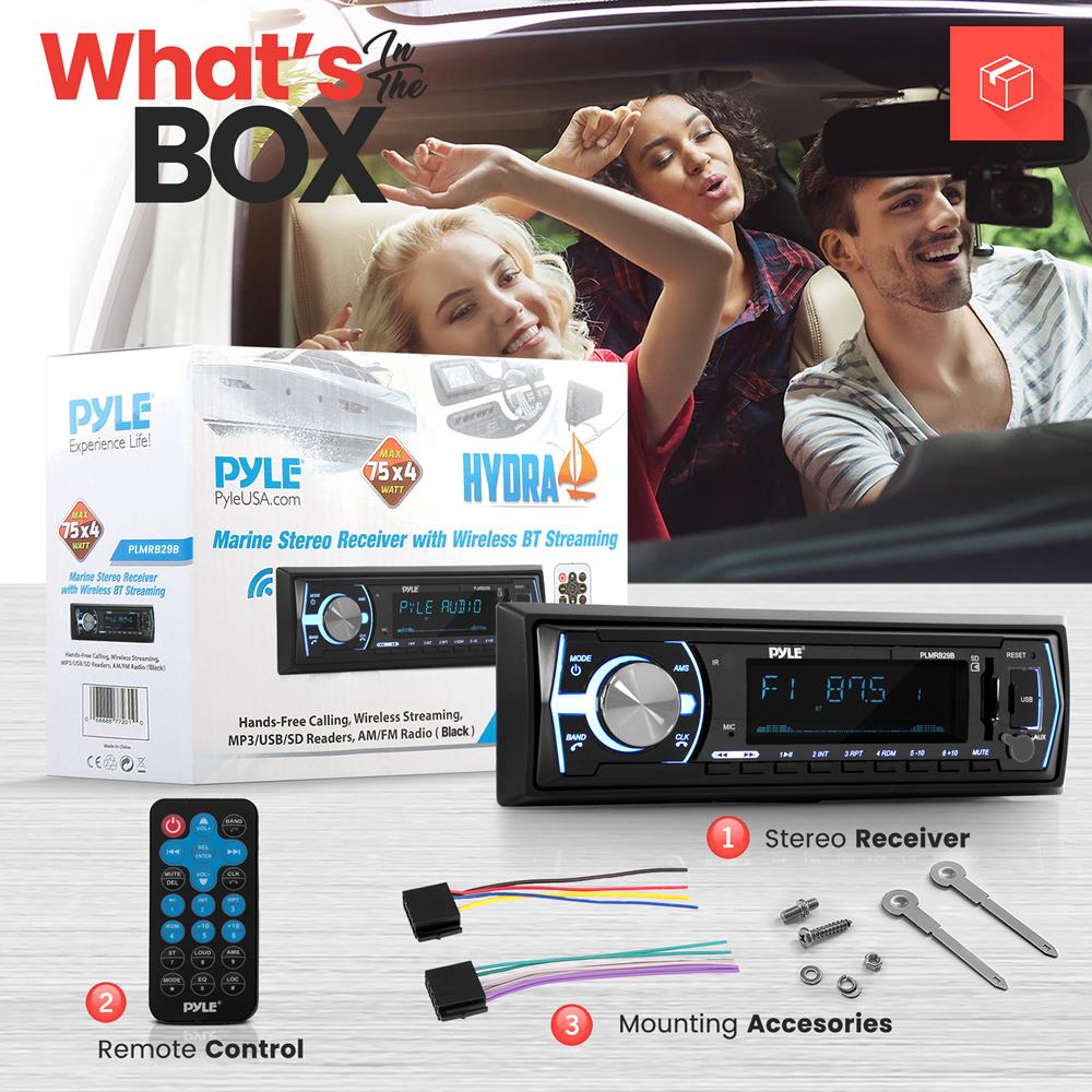 Waterproof Marine Bluetooth MP3 Radio Receiver - Wireless Audio Streaming for Boats, Yachts & Outdoor Adventures