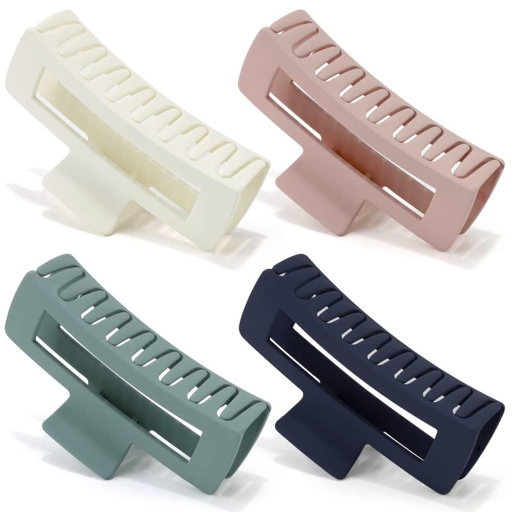 KROGER 8cm 4-Pack Strong Hold Claw Clips for Thick & Long Hair - Non-Slip Matte Banana Jaw Clips for Curly Hair | Perfect for Ponytails, Buns & Updos