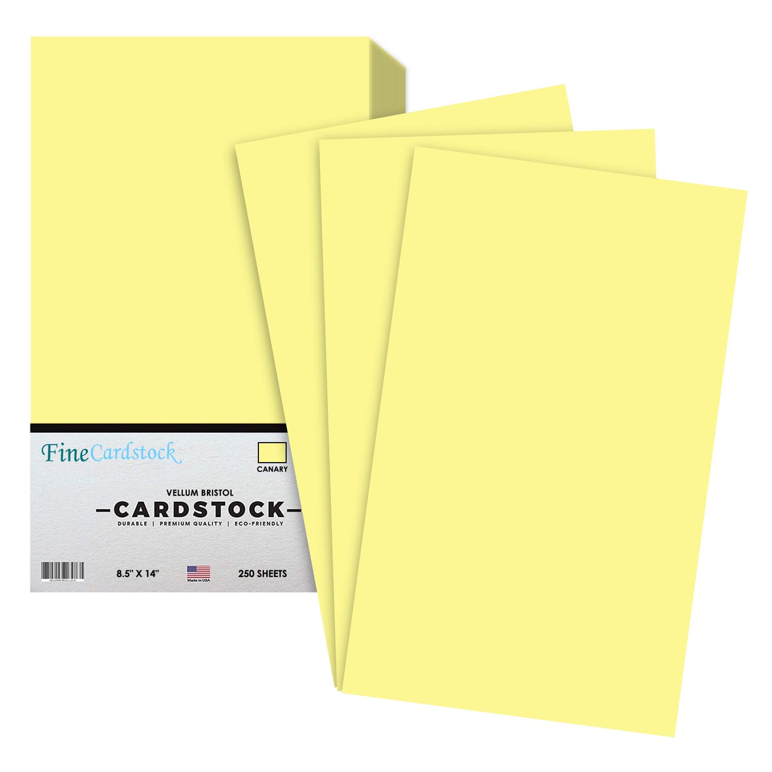 Canary Yellow 8.5 x 14 Legal Size Vellum Bristol Card Stock Paper - 67lb Lightweight Cover (250 Sheets/Pack) | Perfect for Menus, Invitations & Craft Projects