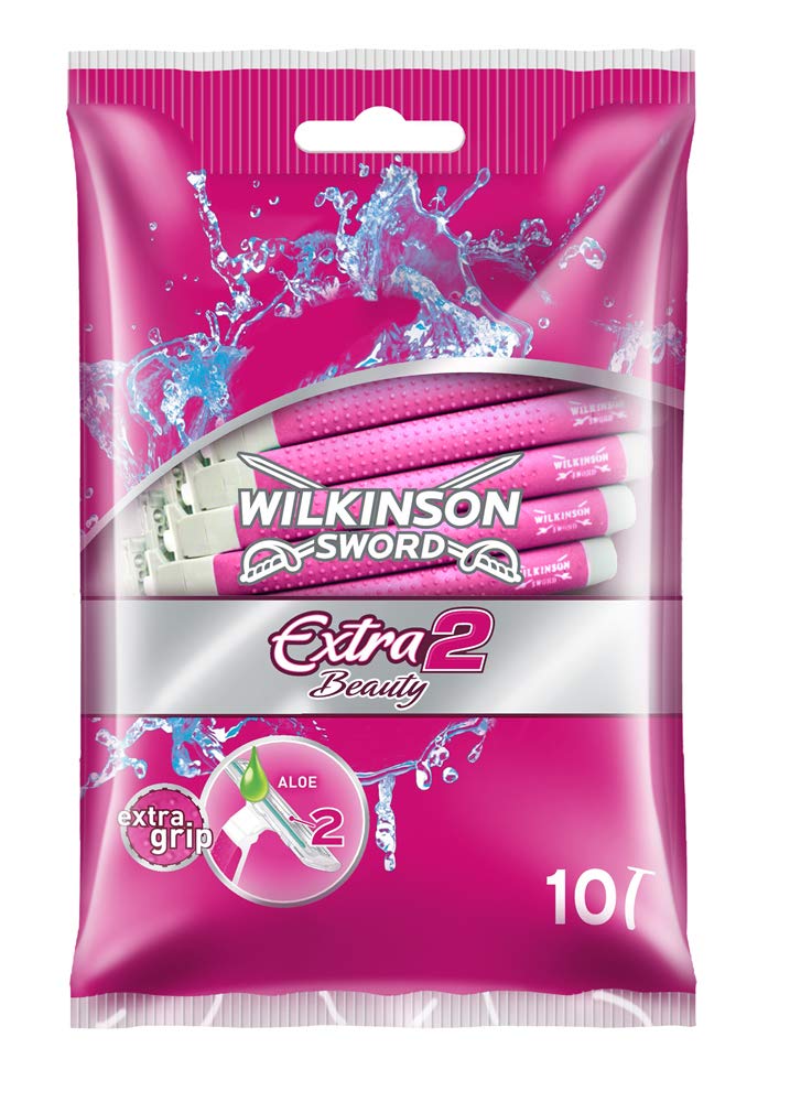Wilkinson Sword Extra 2 Beauty Disposable Razors - 10 Pack for Women | Smooth Shaving Legs, Underarms & Bikini Line | Travel-Friendly & Hypoallergenic Blades