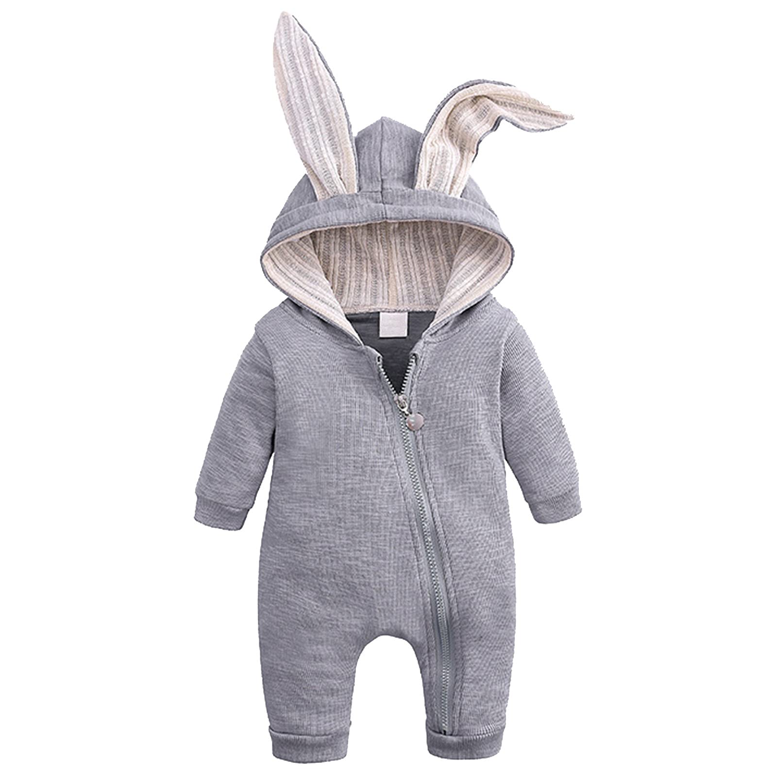 Adorable Newborn Baby Boys & Girls Fleece Footie Romper - Winter Warm Hooded Jumpsuit with Cute Cartoon Ears | Cozy Fall & Winter Outfit for Infants | Perfect for Playtime, Family Photos & Outdoor Adventures
