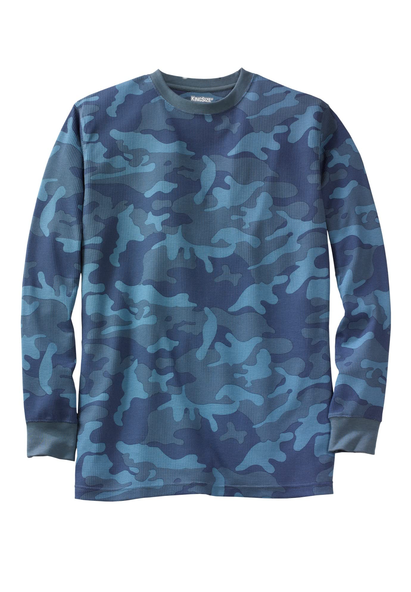 KingSize Men's Big & Tall Waffle-Knit Thermal Crewneck Shirt - 4XL, Blue Camo Long Underwear Top for Cold Weather & Layering | Winter Base Layer for Outdoor Activities & Work