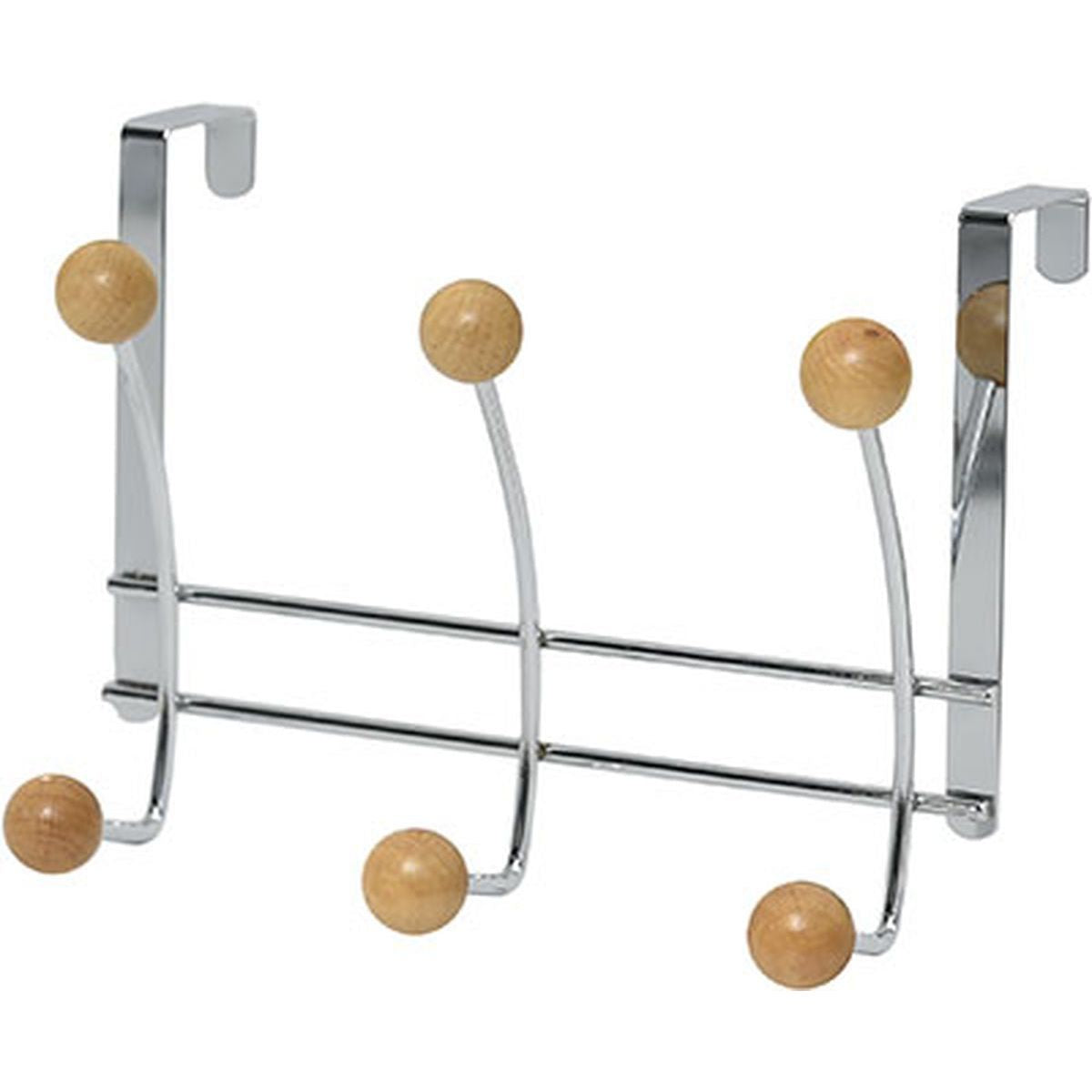 6-Pack Wooden Ball Metal Hook Rack - Sturdy Wall Mounted Organizer for Keys, Hats, Coats & Accessories - Perfect for Entryway, Kitchen, Bathroom & Garage Storage