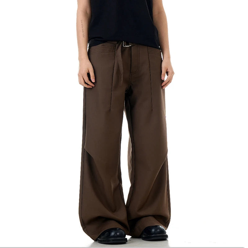 American Style Men's Suit Pants - Loose Fit Pleated Straight Leg Trousers | Solid Color Casual Dress Pants for Summer | Office Wear, Business Attire & Formal Occasions