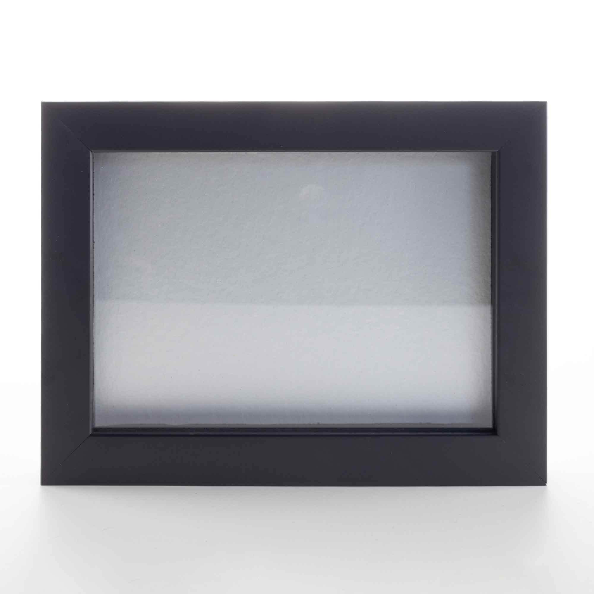 Black 20x24 Wood Shadow Box Display Frame with Silver Acid-Free Backing & UV Protective Acrylic - 3/4