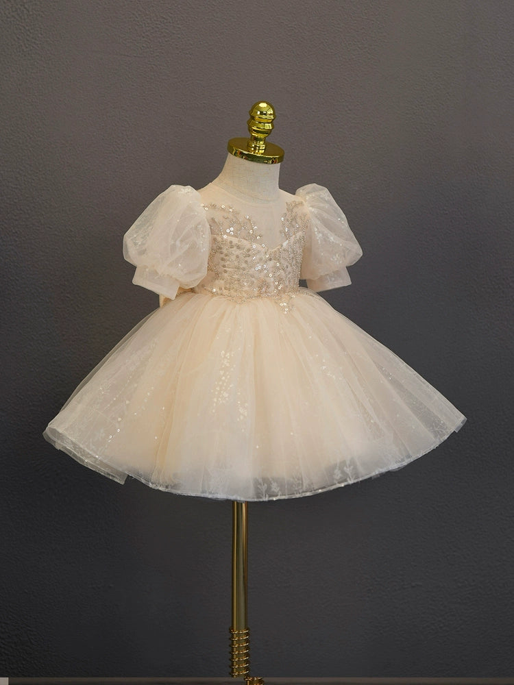 White Princess Sweetheart Tea Length Tulle Flower Girl Dress - Perfect for Weddings, Baptisms & Special Occasions