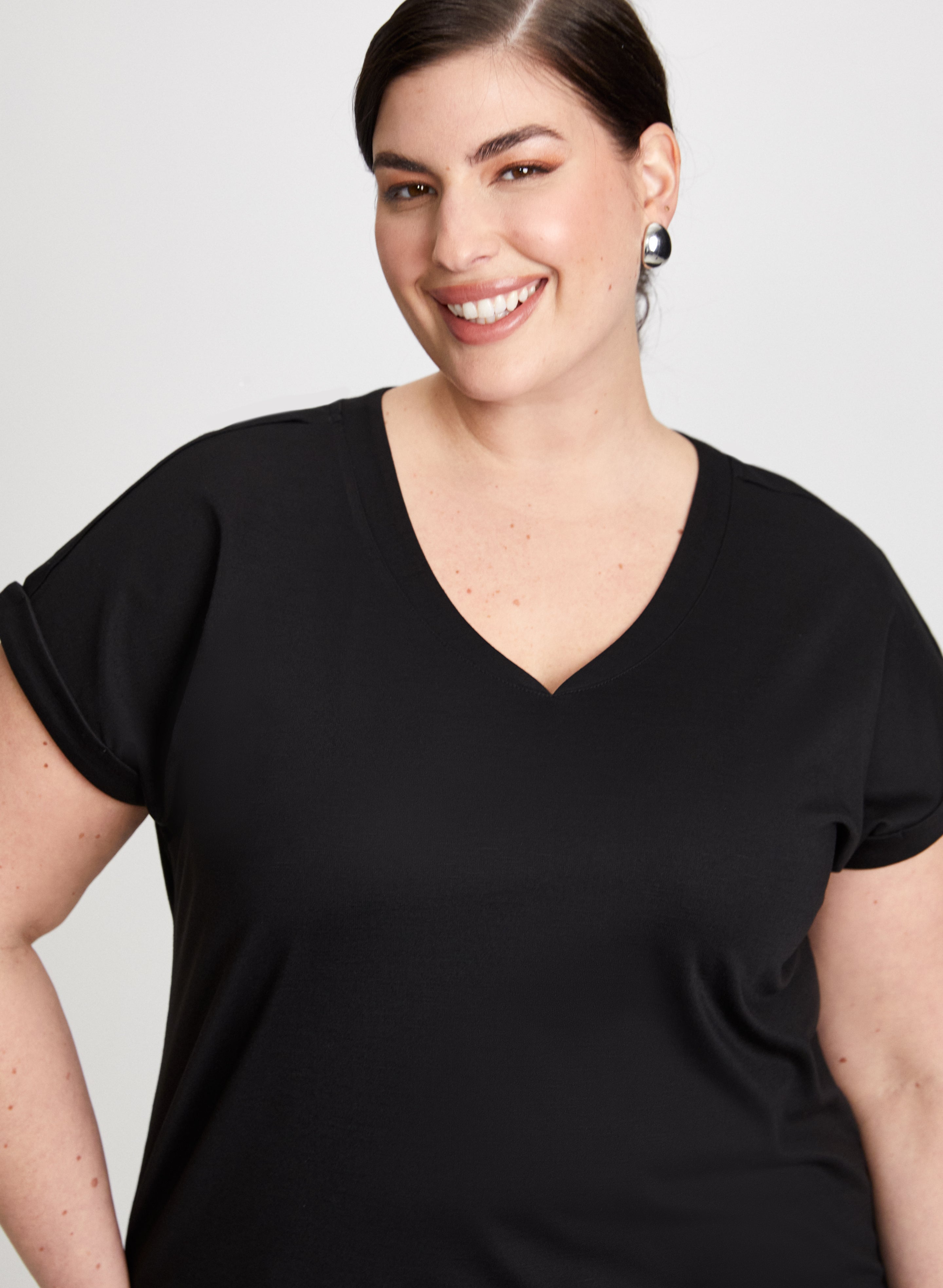 Women's Cap Sleeve V-Neck T-Shirt - Soft Cotton Casual Tee for Everyday Wear | Perfect for Work, Weekend & Layering