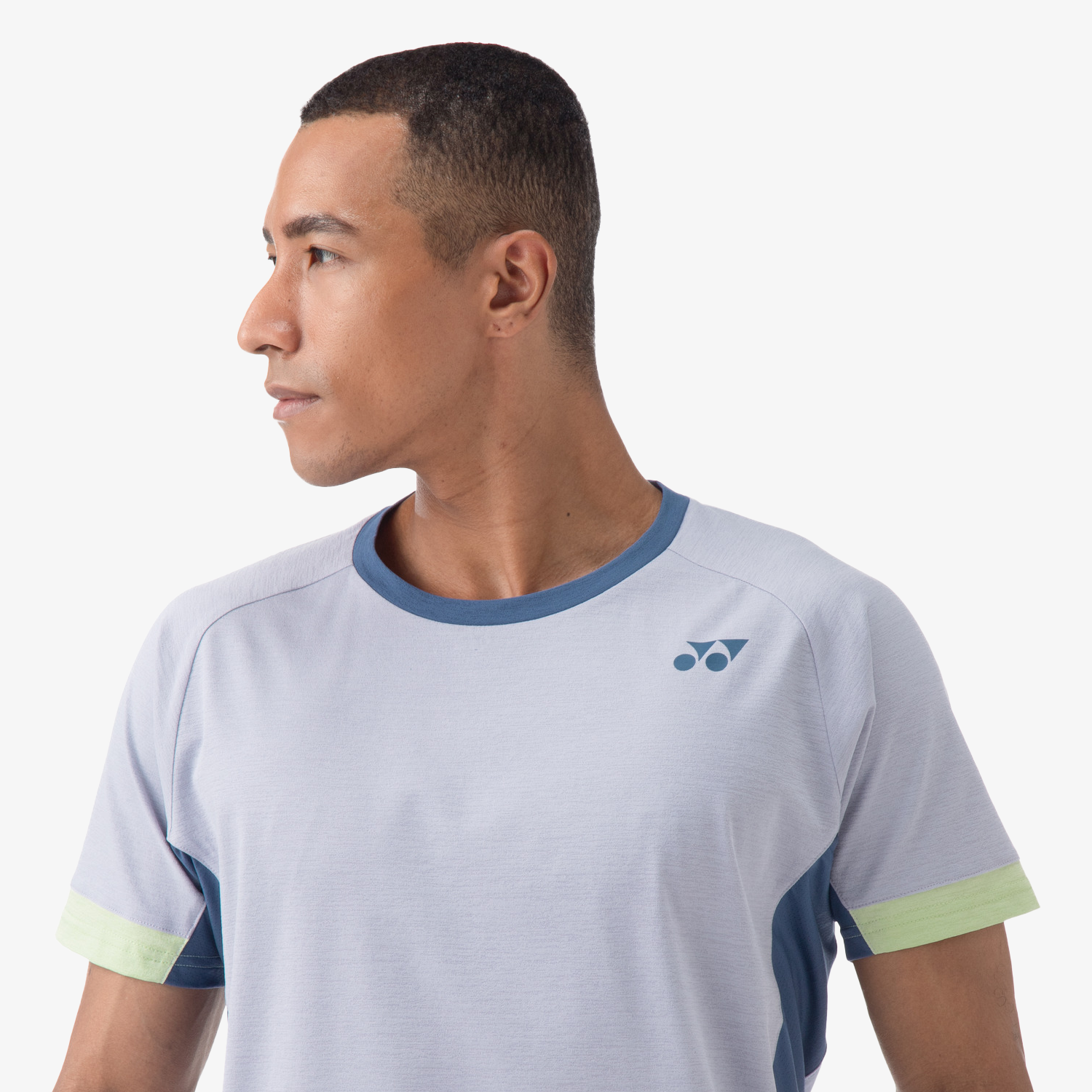 Yonex Men's Breathable Crew Neck Tennis Shirt - Lightweight Quick-Dry Sports Tee for Running & Gym Workouts (Mist Blue, Medium) - Perfect for Tennis, Training & Casual Wear