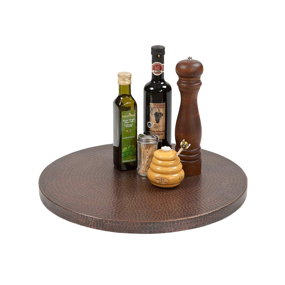 Premier Copper Products LS18DB 18-Inch Hand Hammered Copper Lazy Susan Turntable - Oil Rubbed Bronze Finish - Perfect for Dining Tables, Kitchen Countertops & Buffet Serving