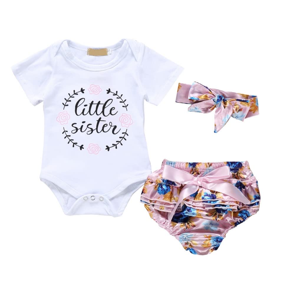 Adorable Newborn Baby Girl Clothes Set - Floral Print Romper & Shorts Outfit for Summer | Cute Sister-Themed Infant Outfits for Photos, Parties & Playtime