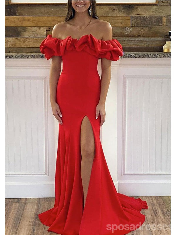 Elegant Red Mermaid Off Shoulder Maxi Long Party Prom Evening Dress - Perfect for Formal Dances, Weddings & Special Occasions