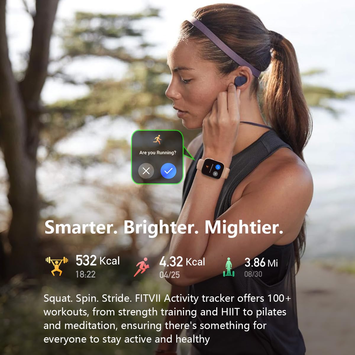 FITVII Smart Watch with Heart Rate, Blood Pressure & Sleep Tracking - Fitness Tracker for Women & Men, 120+ Sport Modes, Blood Oxygen Monitor, Call Function - Perfect for Workouts, Running & Daily Health Monitoring