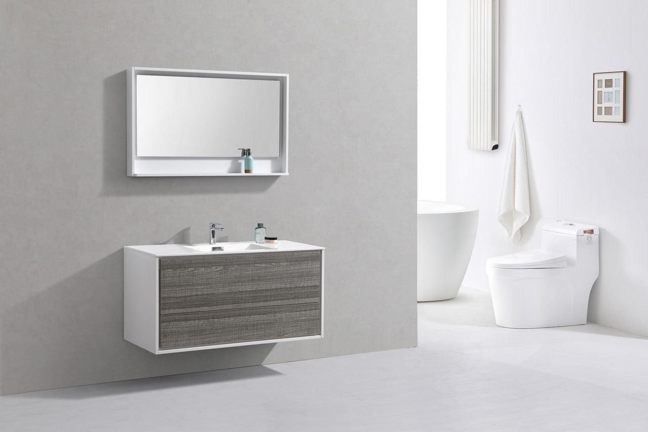 KubeBath DeLusso 48 Inch Single Sink Wall Mount Modern Bathroom Vanity - Perfect for Small Bathrooms, Powder Rooms & Contemporary Home Decor