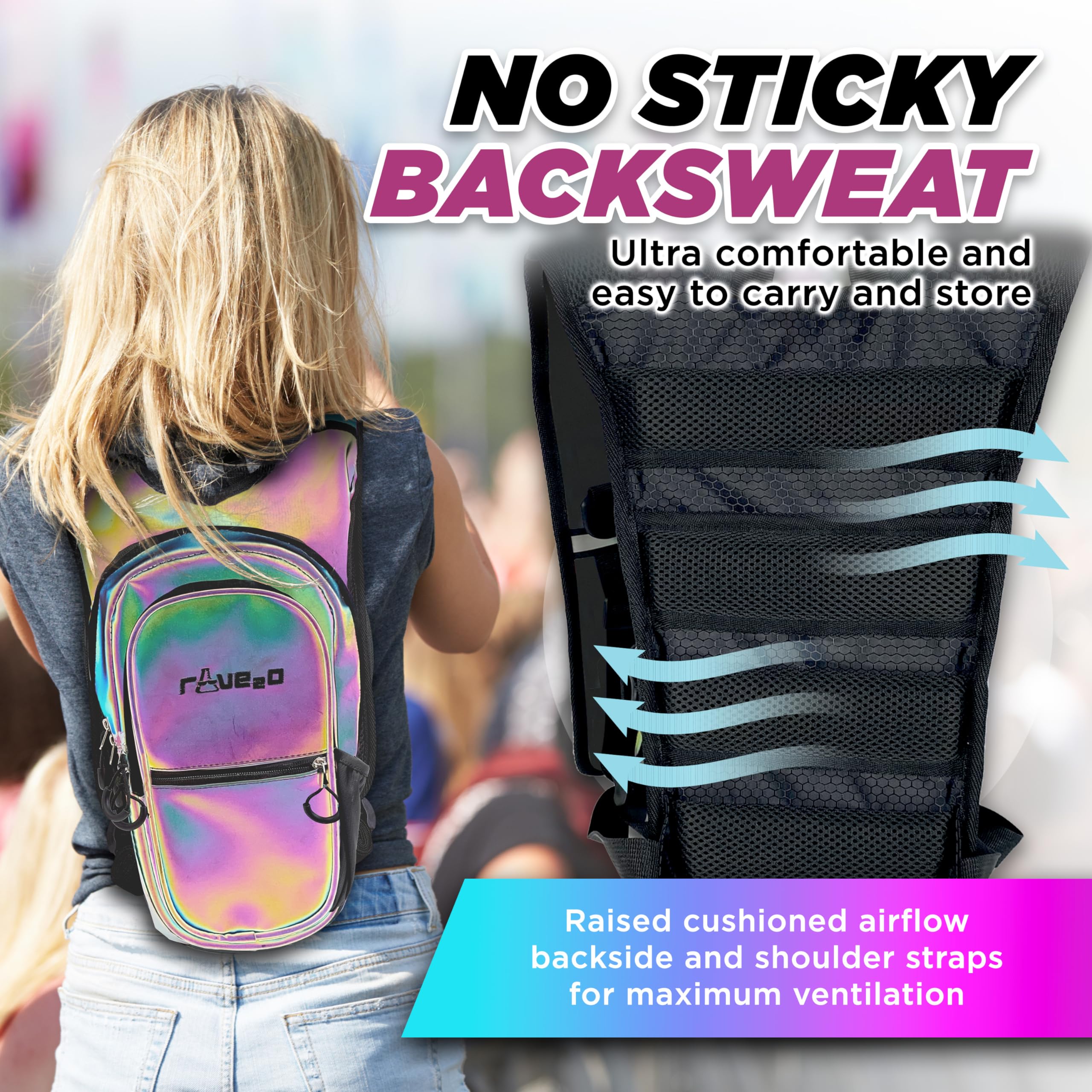 Anti Theft Hydration Backpack 1.5L - Insulated Water Backpack for Raves, Festivals, Hiking & Running - Secure Hydration Pack for Men, Women & Kids - Perfect for Outdoor Adventures, Concerts & Sports Events