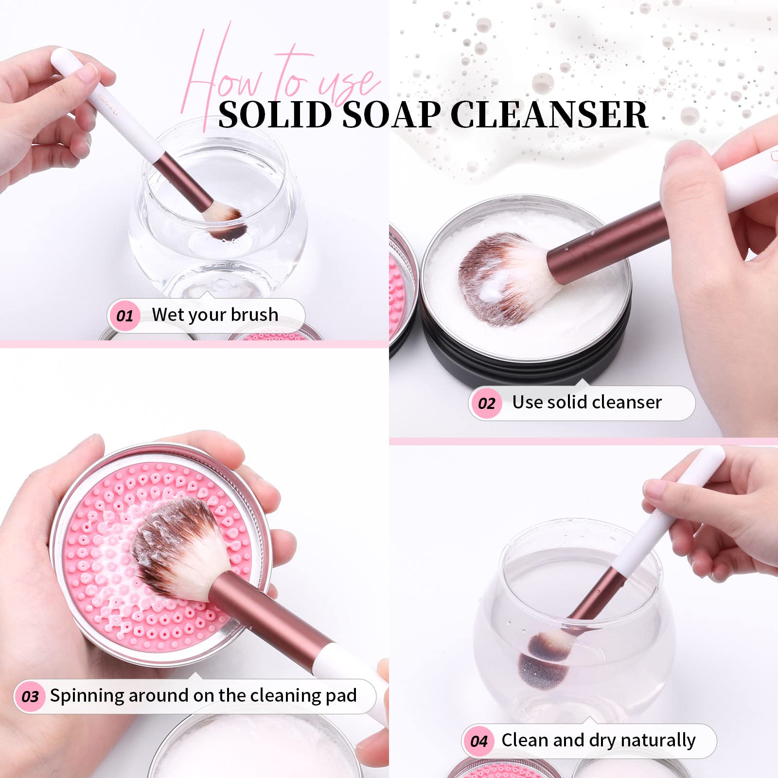 DUcare Professional Makeup Brush Set with Cleansing Soap - Premium Cosmetic Brushes for Foundation, Blending & Contouring - Perfect for Makeup Artists & Beauty Enthusiasts at Home or Salon Use
