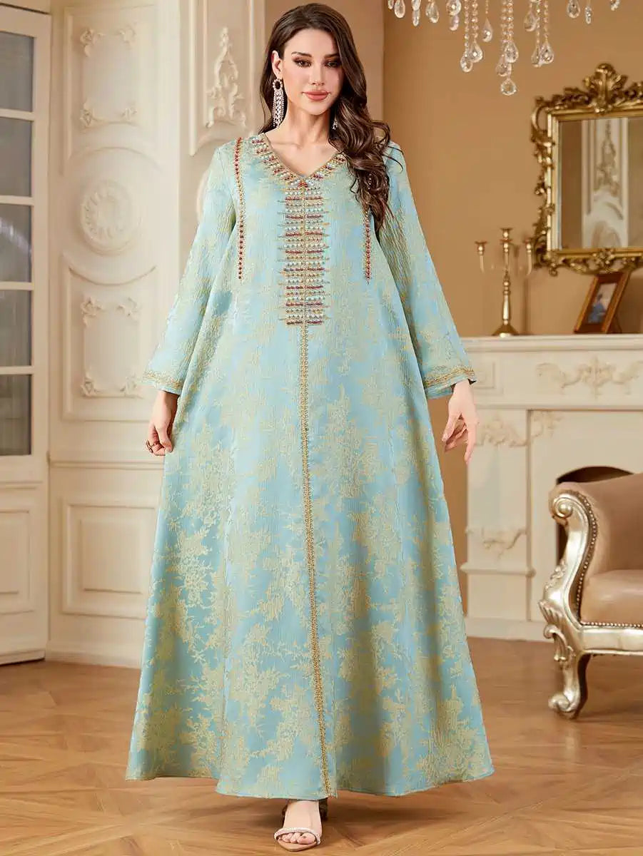 Elegant Eid Dresses for Women - Embroidered Beaded Caftan Kaftan Dress #254336 | Perfect for Eid Celebrations, Weddings & Special Occasions