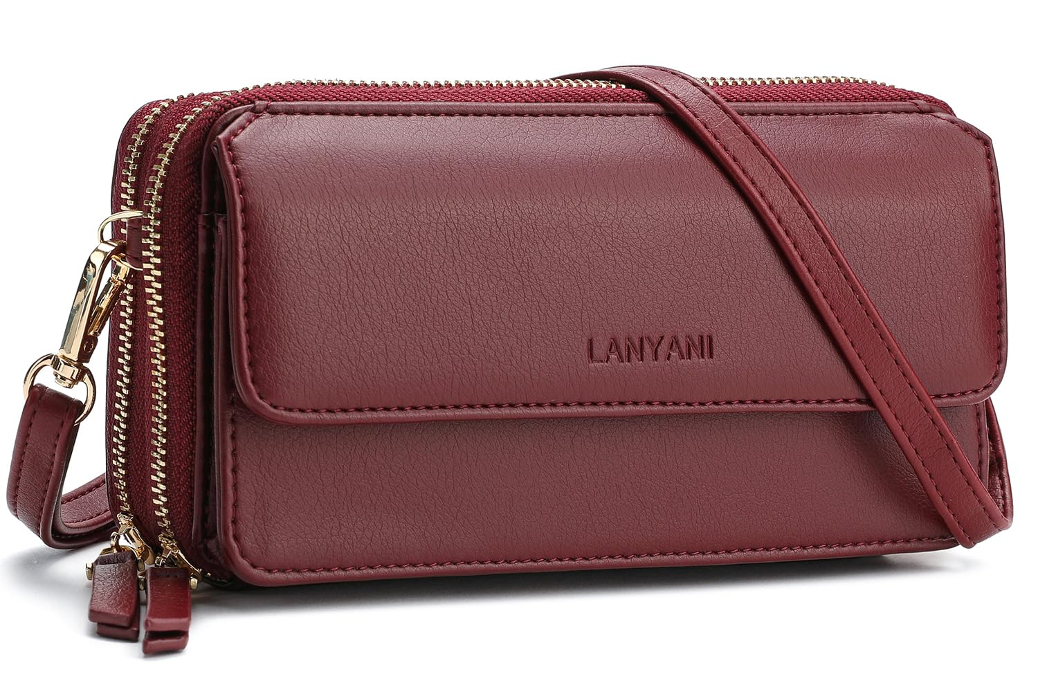 Lanyani RFID Blocking Crossbody Wallet Wristlet Purse for Women - Vegan Leather Phone Holder with Card Slots | Perfect for Travel, Shopping & Daily Use
