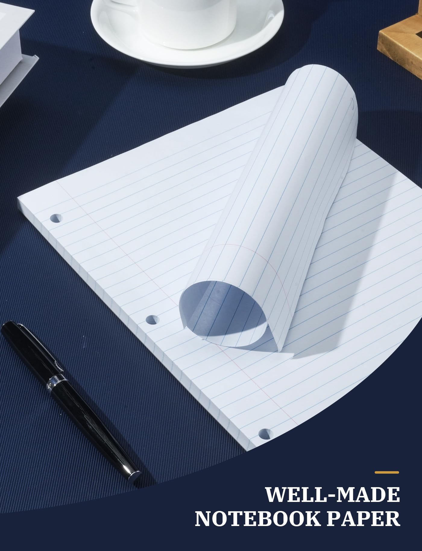 Premium 8.5 x 11 Loose Leaf Paper - 200 Sheets Wide Ruled 3-Hole Punched Binder Paper, 2-Pack (100 Sheets/Pad) for School, Office & Home Organization - Perfect for Notebooks, Binders & Study Notes