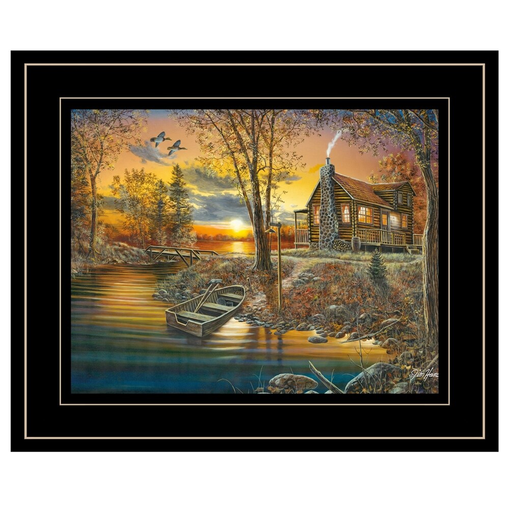 As Night Falls by Jim Hansel - Ready to Hang Framed Art Print with Black Frame - Perfect for Living Room, Bedroom or Office Wall Decor