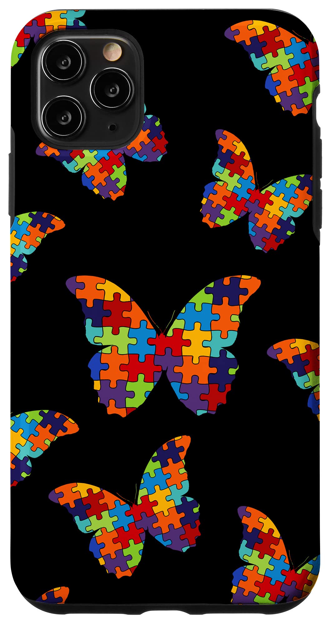 iPhone 11 Pro Max Case with Autism Awareness Puzzle Piece & Butterfly Design - Colorful Protective Cover for Daily Use, Work & School
