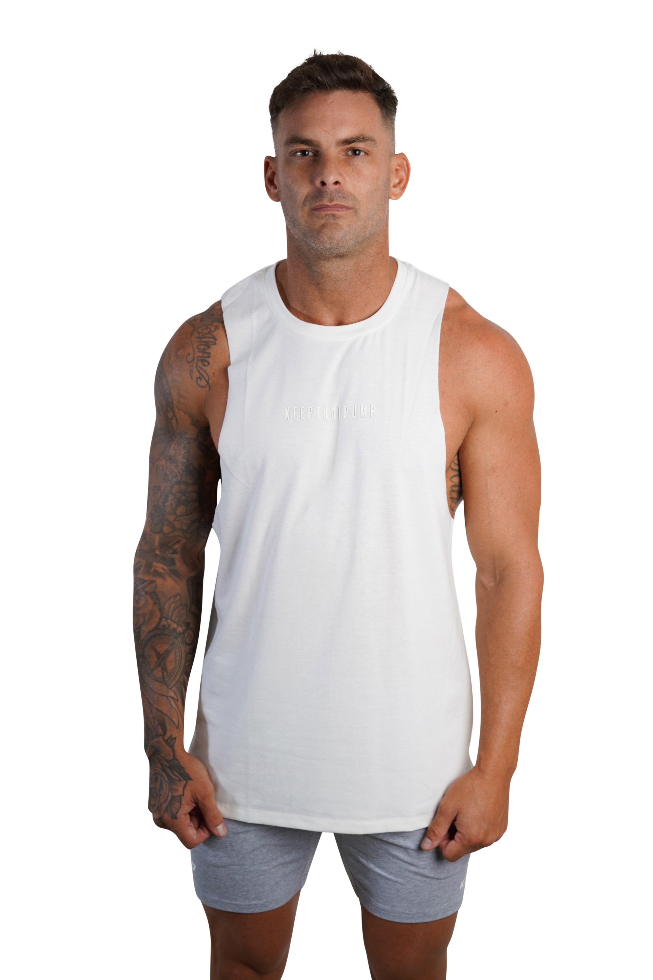 Men's White Muscle Tank Top - Breathable Workout Shirt for Gym, Running & Casual Wear