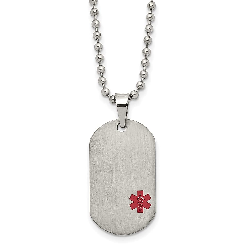ICE CARATS Titanium Red Medical ID Dog Tag Necklace - 20 Inch Adjustable Chain, Stylish Pendant Charm for Women | Perfect Medical Alert Jewelry & Thoughtful Gift for Her | Ideal for Everyday Wear, Travel, and Emergency Situations