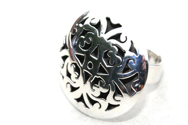 Sterling Silver Mosaic Cutout Circle Ring - Elegant Boho Jewelry for Women, Perfect for Parties, Weddings & Everyday Wear