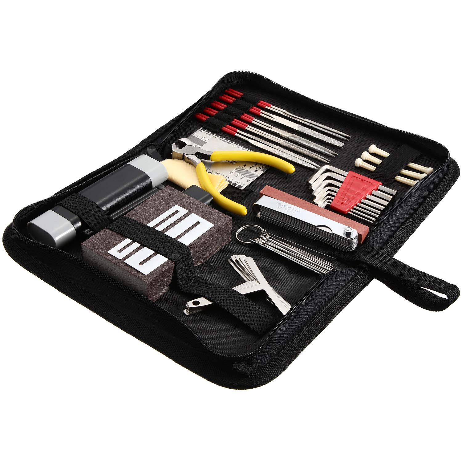 42-Piece Complete Guitar Repair & Maintenance Tool Kit for Guitar, Ukulele, Bass, Mandolin & Banjo - Professional Setup & Repair Tools for Musicians & Luthiers - Perfect for Home Studios, Music Shops & DIY Guitar Maintenance