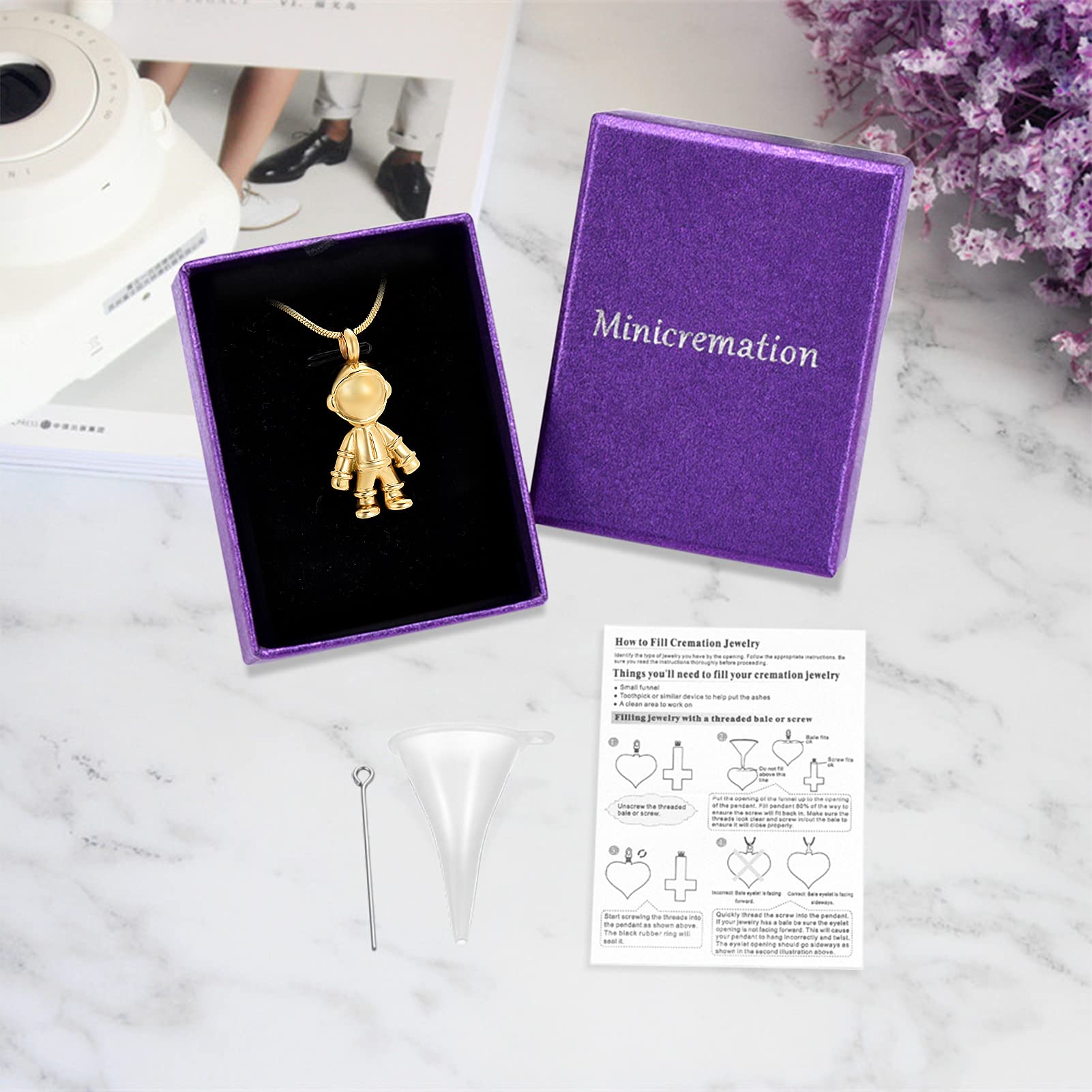 Space Robot Cremation Jewelry Urn Necklace - Memorial Ashes Holder for Human & Pet (Dog/Cat) - Cool Keepsake Pendant for Ashes - Perfect for Remembrance, Gifts & Memorial Services