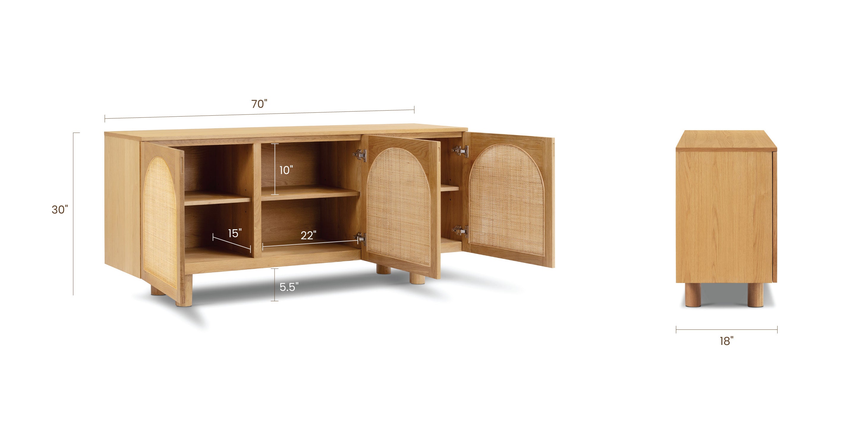 Modern Archi Sideboard - Mid-Century Style Buffet Cabinet with 2 Doors & 4 Drawers - Perfect for Dining Room Storage & Living Room Organization