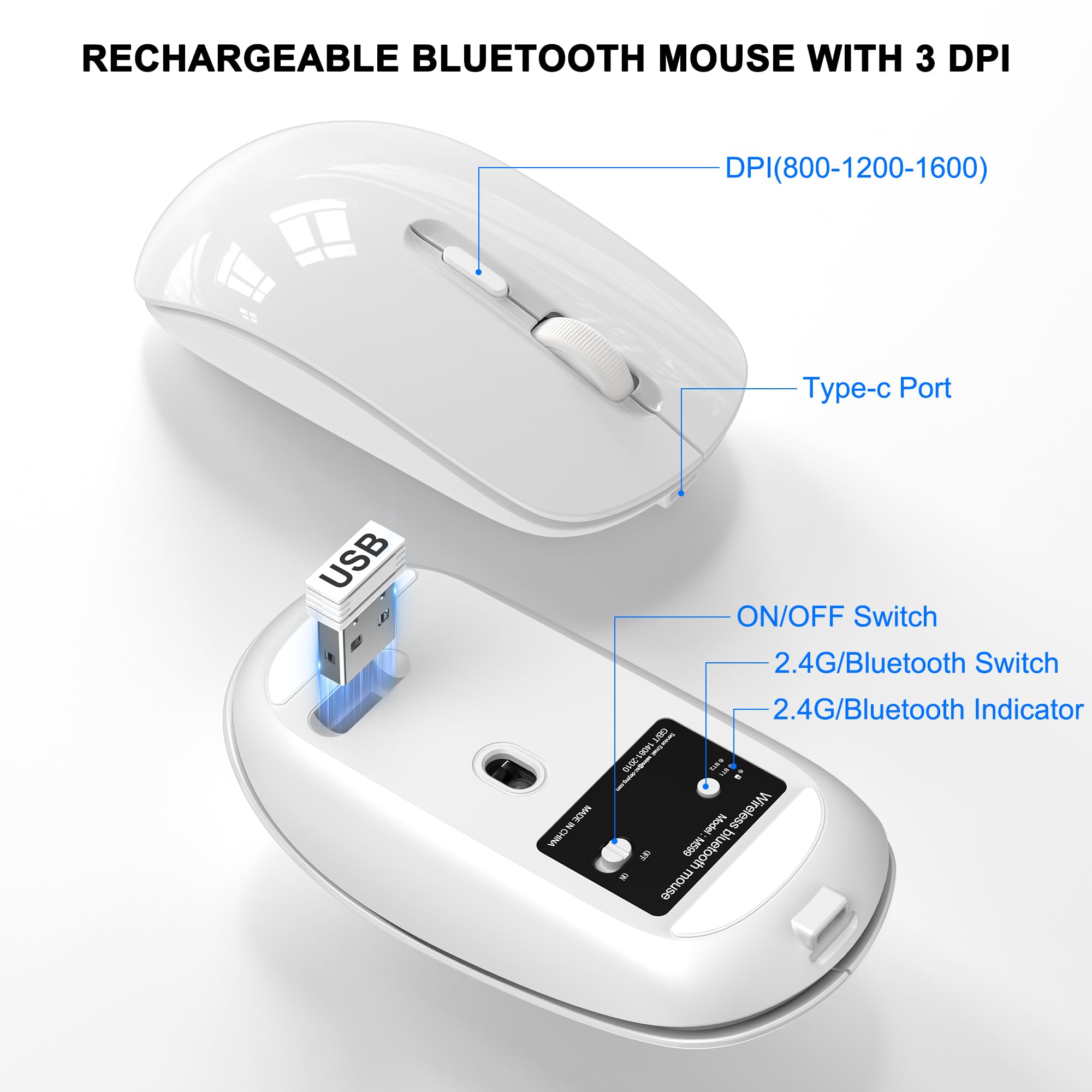 Wireless Keyboard and Mouse Combo for Mac - Bluetooth & 2.4G USB Dual Mode, Rechargeable, Multi-Device Compatible with MacBook, iPad, iPhone - Perfect for Home Office, Gaming & Productivity
