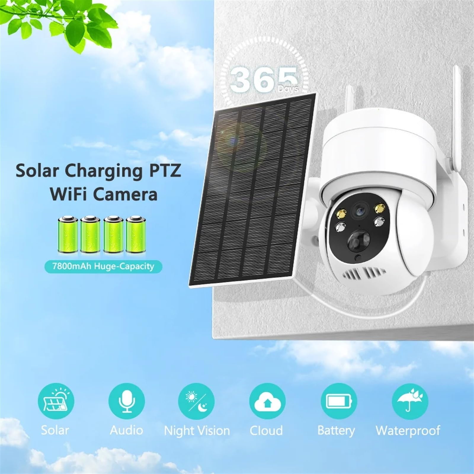 Solar Security Camera with Human Detection & Color Night Vision - 32GB Card Included - Outdoor IP CCTV Surveillance Camera with Motion Detection & Solar Panel Recharge - Perfect for Home, Business & Property Security Monitoring