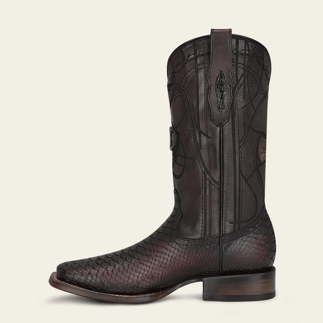 Authentic Men's Western Cowboy Boots - Cuadra Wine Red Python Leather Rodeo Style for Country Dancing, Horseback Riding & Casual Wear