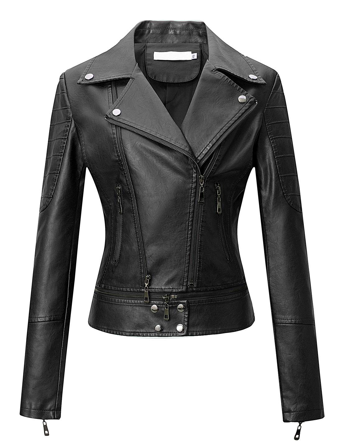 Tanming Women's Faux Leather Moto Biker Short Coat Jacket - Stylish Outerwear for Riding, Casual Wear & Fall Fashion